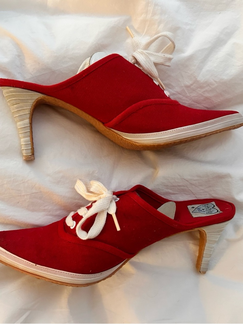 Cynthia Rowley Red high heel sneaker mules.